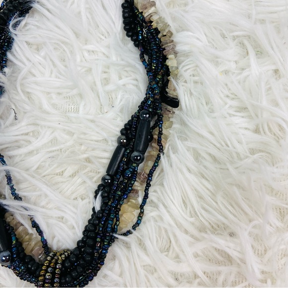 UNBRANDED multi fully beaded silver green gem layered necklace - Picture 14 of 16